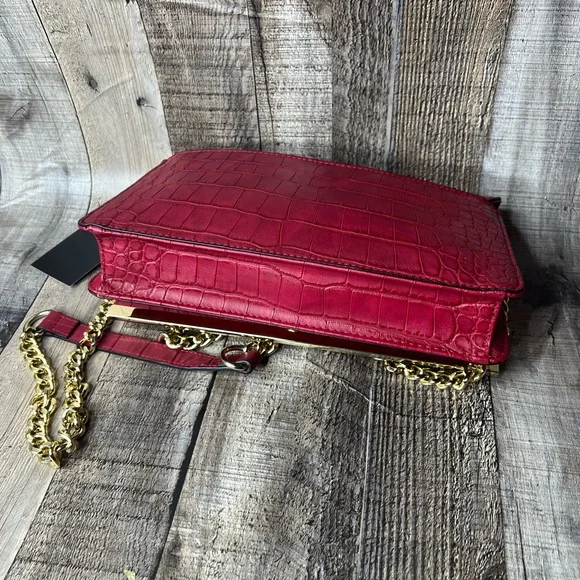 GUESS Pink Croc-Embossed Women's vegan Leather Bag - Picture 8 of 16